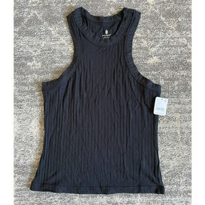 FP Movement Womens S Tank Black Ribbed Crop High Neck NWT K7
